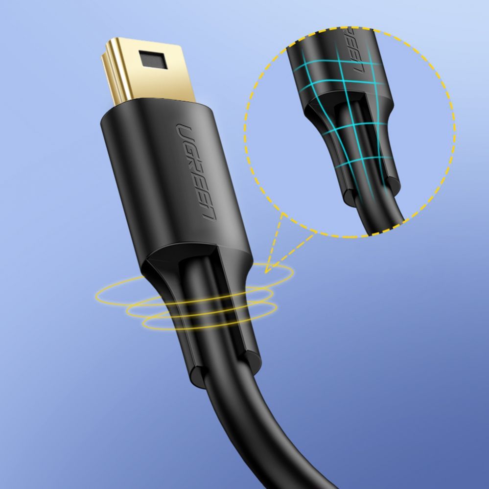 Кабель Ugreen  5 pin gold-plated USB cable - mini USB 0.5m black (US132)