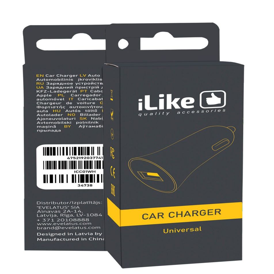 Autolaadijad iLike - Car Charger ICC01 White