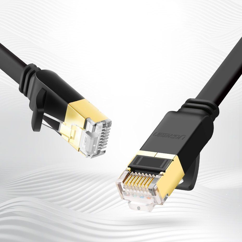 Kaabel Ugreen  Ugreen Flat Cable Internet Network Cable Ethernet Patchcord RJ45 Cat 7 STP LAN 10 Gbps 10m Black (NW106 11265)