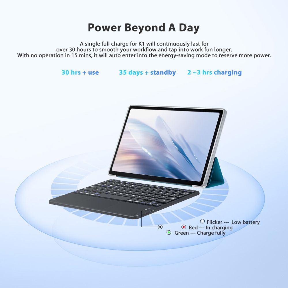 Computer keyboard Blackview  K1 Bluetooth Keyboard Wireless Ultra Slim 10” – 280mAh Battery, Bluetooth 3.0, Compatible with Windows / Android / iOS, Black Gray