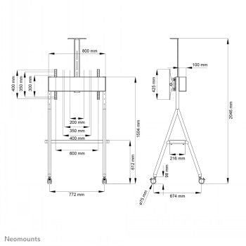 Кронштейн для телевизора NEOMOUNTS BY NEWSTAR  NEWSTAR MOBILE FLAT SCREEN FLOOR STAND (HEIGHT: 110 - 144 CM) 32-65" BLACK