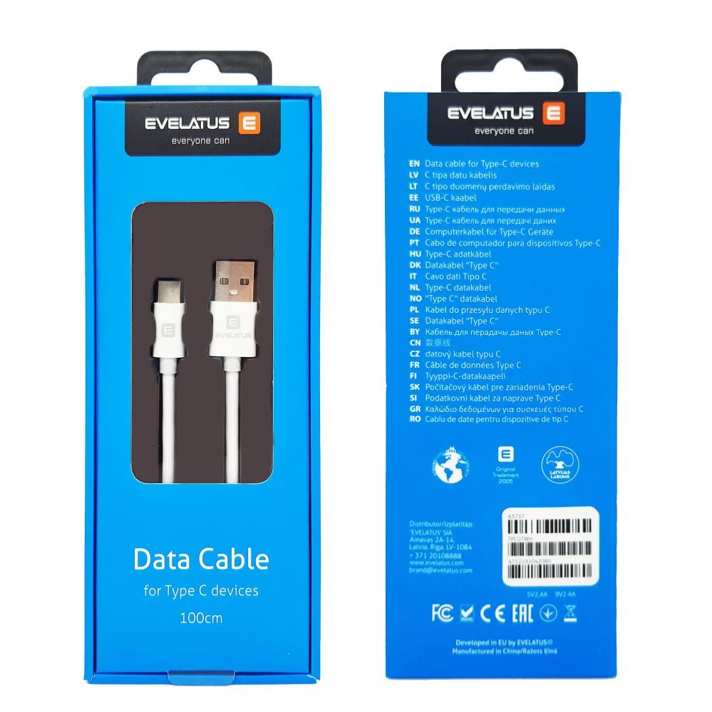 Cable Evelatus - Evelatus Data Cable for Type-C devices,TPC07 White