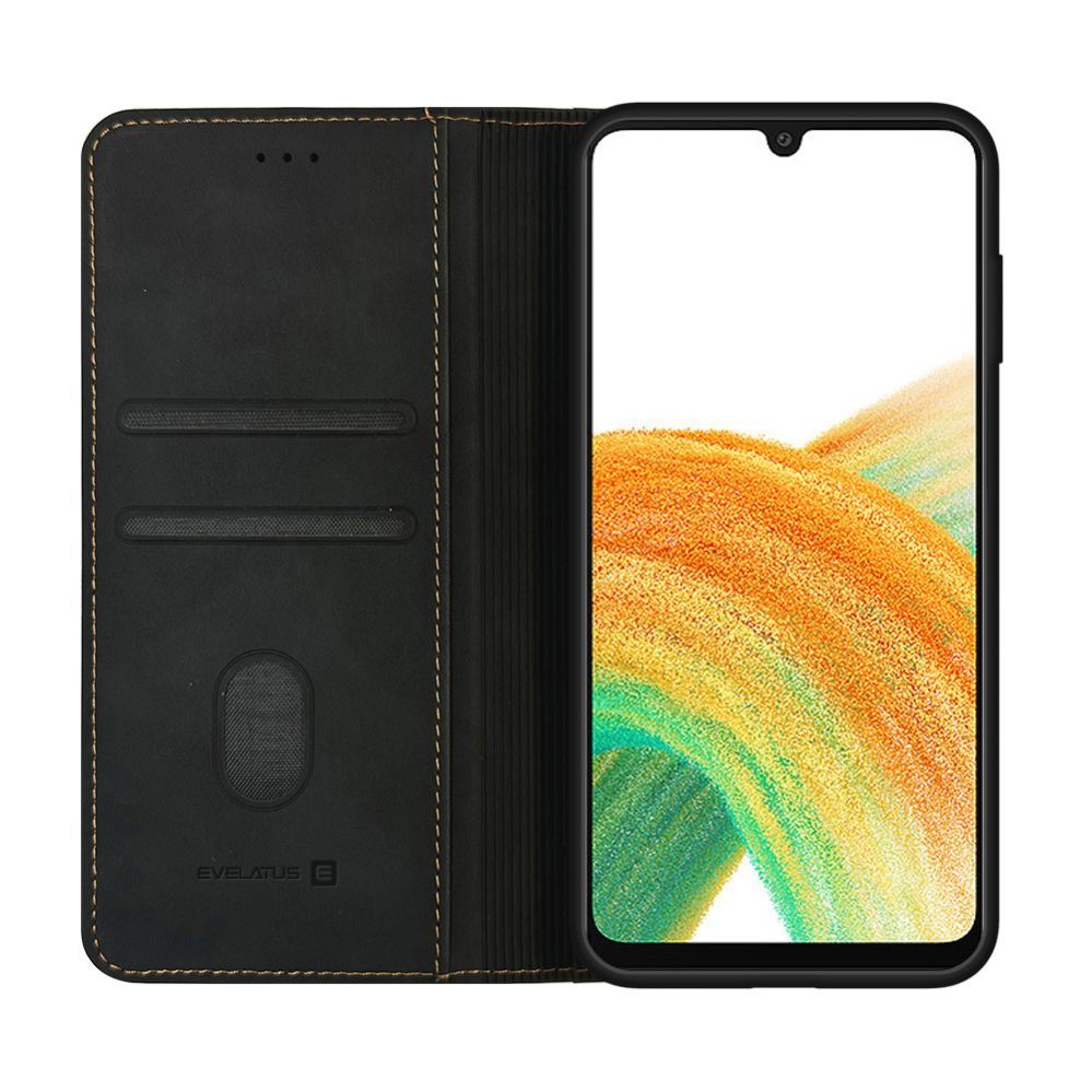 Kaaned - kaaned Evelatus Samsung Galaxy A33 Book Case Folio Black