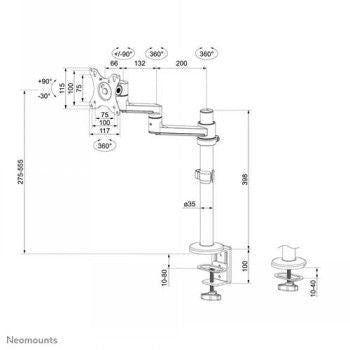 Кронштейн для телевизора NEOMOUNTS BY NEWSTAR  NEOMOUNTS SCREEN DESK MOUNT, BLACK (CLAMP+GROMMET)