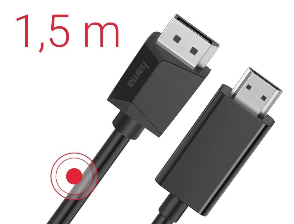 Electrical goods Hama  Video Cable, DisplayPort Plug - HDMI  Plug, Ultra-HD 4K, 1.50 m