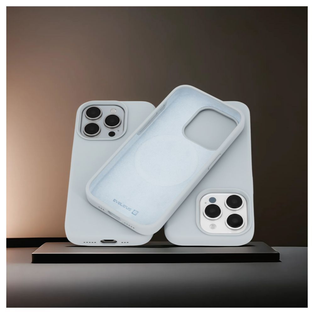 Tagakaaned Evelatus Apple iPhone 15 Pro Premium Magsafe Soft Touch Silicone Case New Function Grey Blue