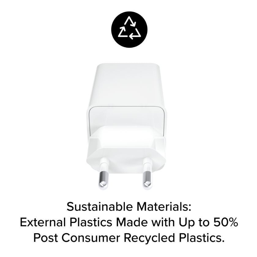 Адаптер mophie  mophie Essentials Power Adapter Dual USB-C PD 50W EU White