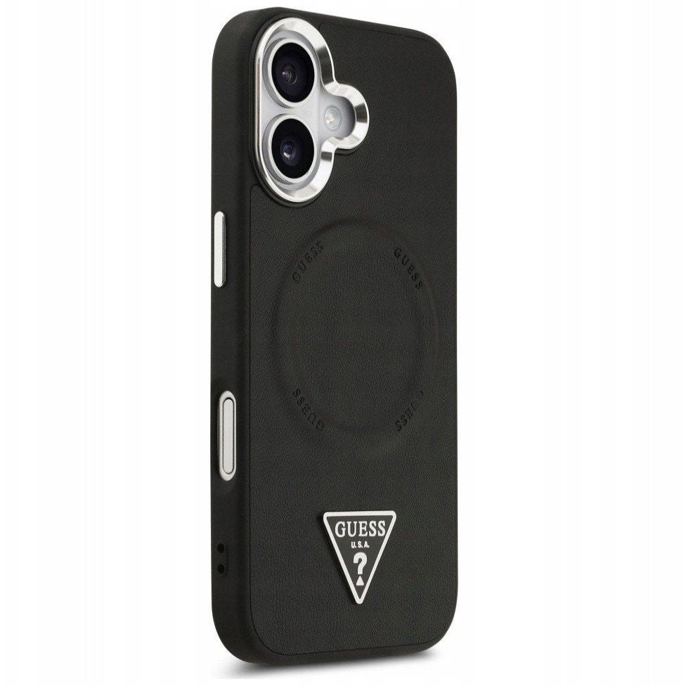 Tagakaaned Guess Apple iPhone 17 PU Leather Triangle Logo MagSafe Case Black
