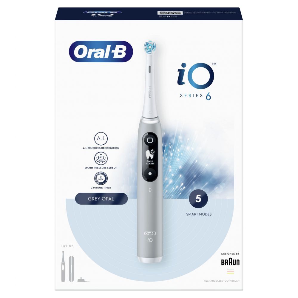 Зубная щётка Oral-B  Toothbrush iO Series 6 Rechargeable, For adults, Number of brush heads included 1, Number of teeth brushing modes 5, Grey Opal