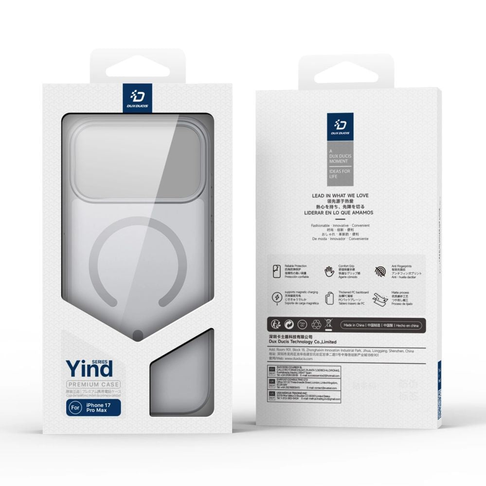Чехол на заднюю панель Dux Ducis Apple iPhone 17 Pro Max YIND PC+TPU Case with MagSafe Grey