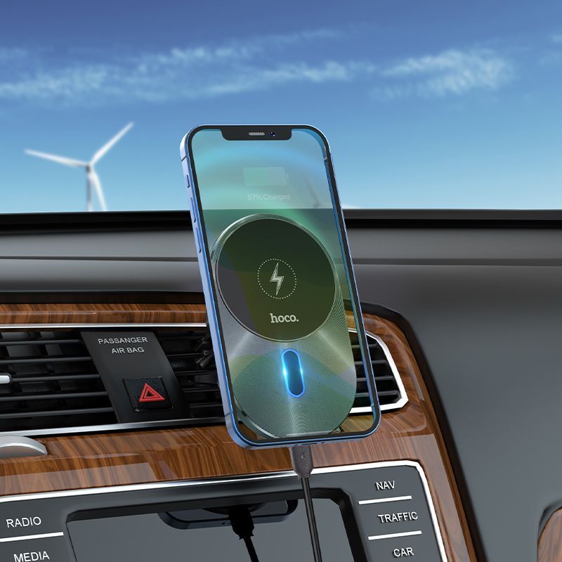 Авто держатель Hoco  CA91 Magic magnetic wireless fast charging car holder Wireless output: 5W/7.5W/10W/15W Grey