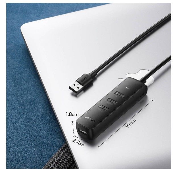 Üleminek Ugreen  4-in-1 USB HUB - 4x USB Type A 3.0 PD DC 12V 0.25m black (CM416 10915) Black