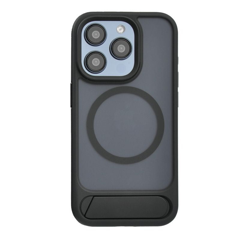 Back panel cover Evelatus Apple iPhone 15 Rubber Coated MagSafe With Stand Case Black