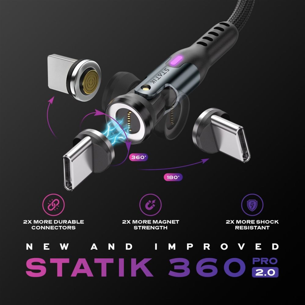 Cable statik  STATIK Statik 360 Pro Cable 2.0 USB-C Only; 1m, Black