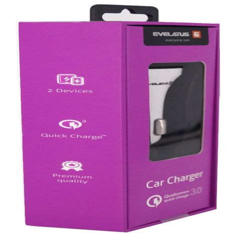 Autolaadijad Evelatus - Evelatus Quick Car Charger QCC02 White
