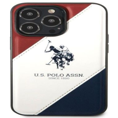Back panel cover U.S Polo Apple iPhone 14 Pro Max Leather Double Horse Case White Blue