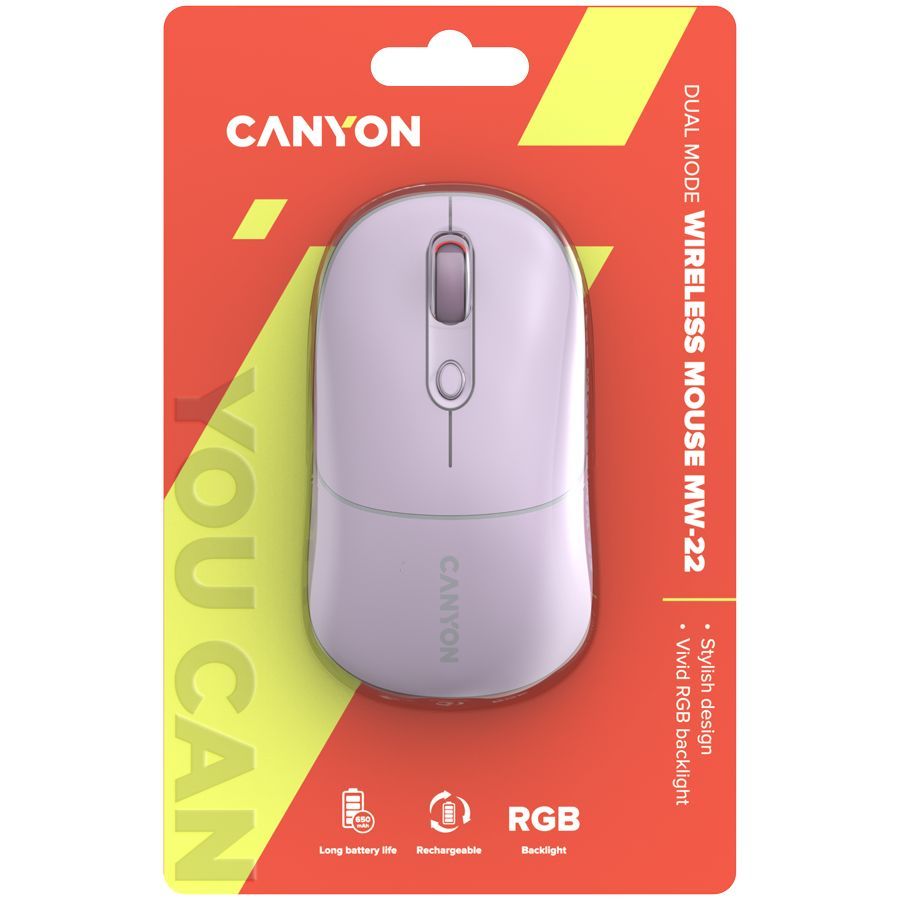 Arvutihiir Canyon  CANYON mouse MW-22 2in1 BT/ Wireless Pearl Rose