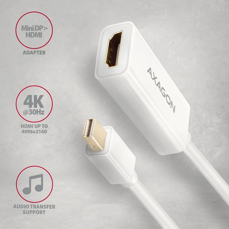 Graafikakaart / ideokaardid Axagon  AXAGON RVDM-HI14N Mini DP > HDMI 1.4 adapter 4K/30Hz
