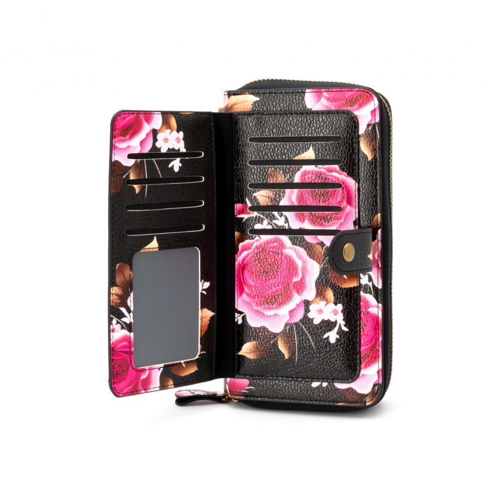 Universaal mobiiltasku Evelatus Universal Wallet Zipper Design Flower Black
