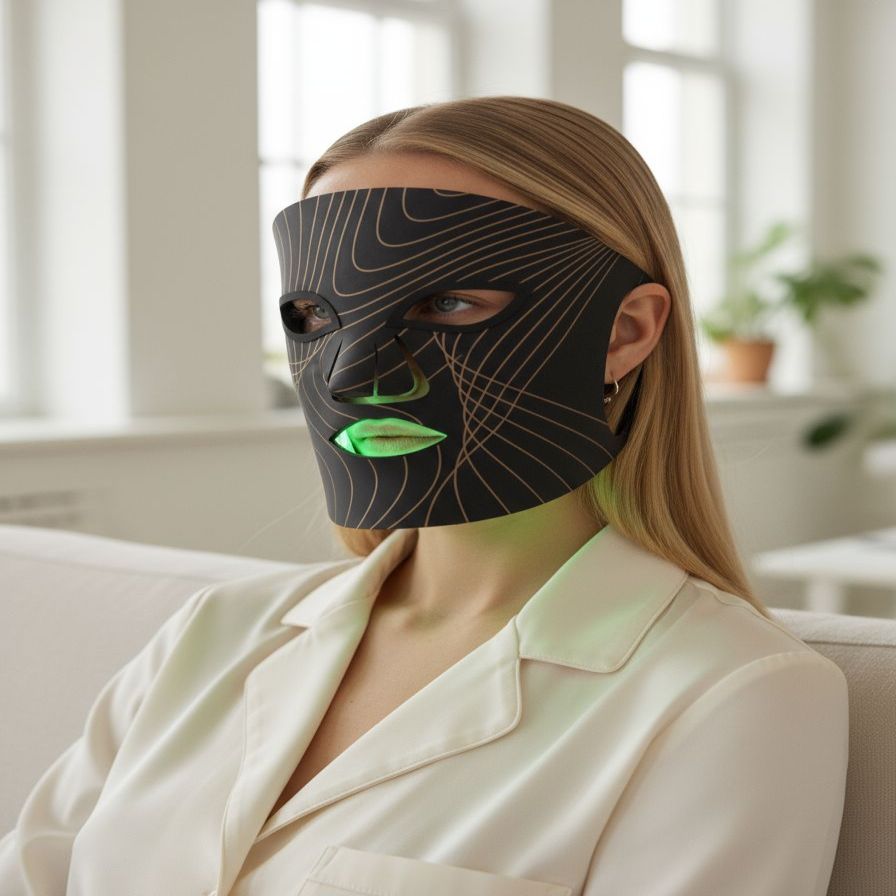 Näopuhastus lunni  Lunni 7 colors LED and Near-Infrared Light Silicone LED Facial Mask Black