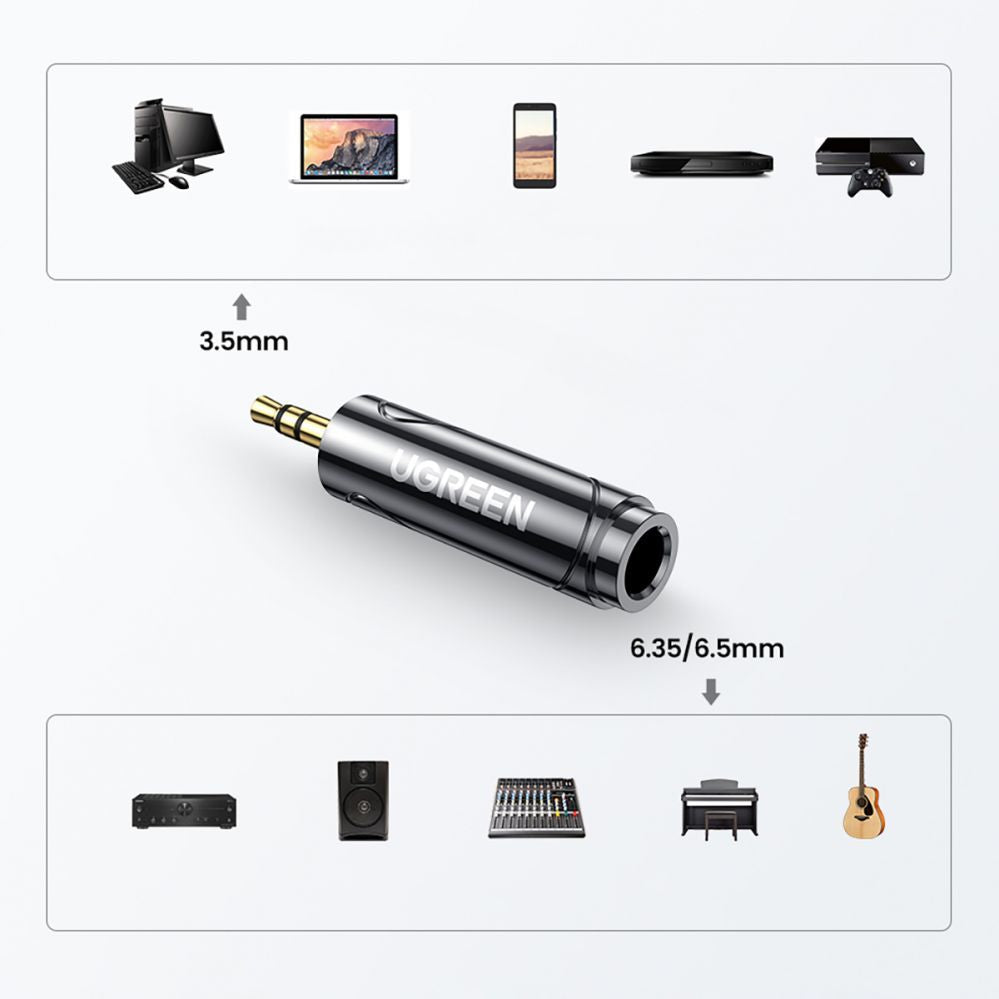 Üleminek Ugreen  Ugreen adapter 3.5mm audio adapter (male) to 6.35mm mini jack (female) gray (AV168) Grey
