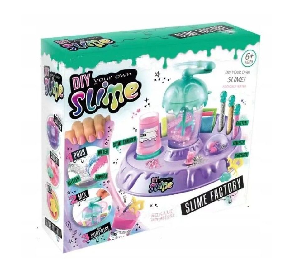 Toys Kiddyz  DIY SLIME FACTORY: LARGE SET WITH GLITTER AND FIGURINES FOR MAKING SLIME