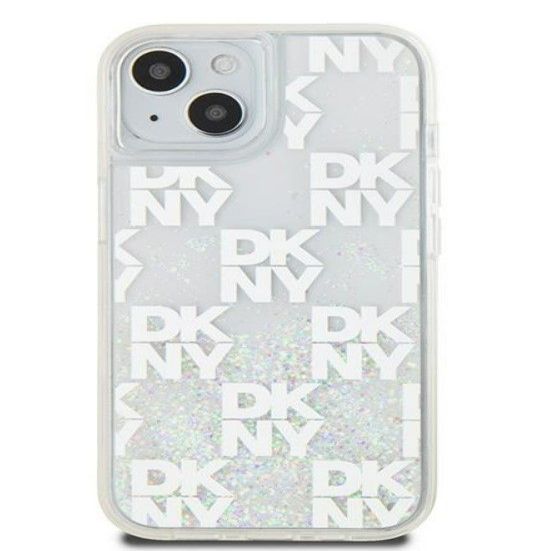 Tagakaaned DKNY Apple iPhone 15 hardcase Liquid Glitter Multilogo White
