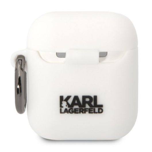 Korpus kõrvaklappidele Karl Lagerfeld Apple Airpods 1/2 3D Logo NFT Karl Head Silicone Case White