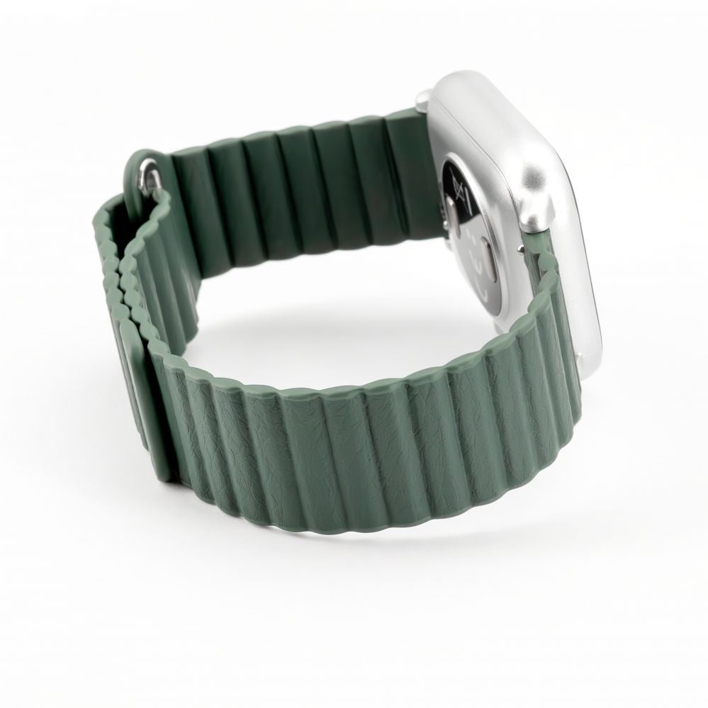 Rihm Connect  22mm Flat head Leather - Silicone Loop Magnetic Watch Strap (130mm M/L) Forest Green