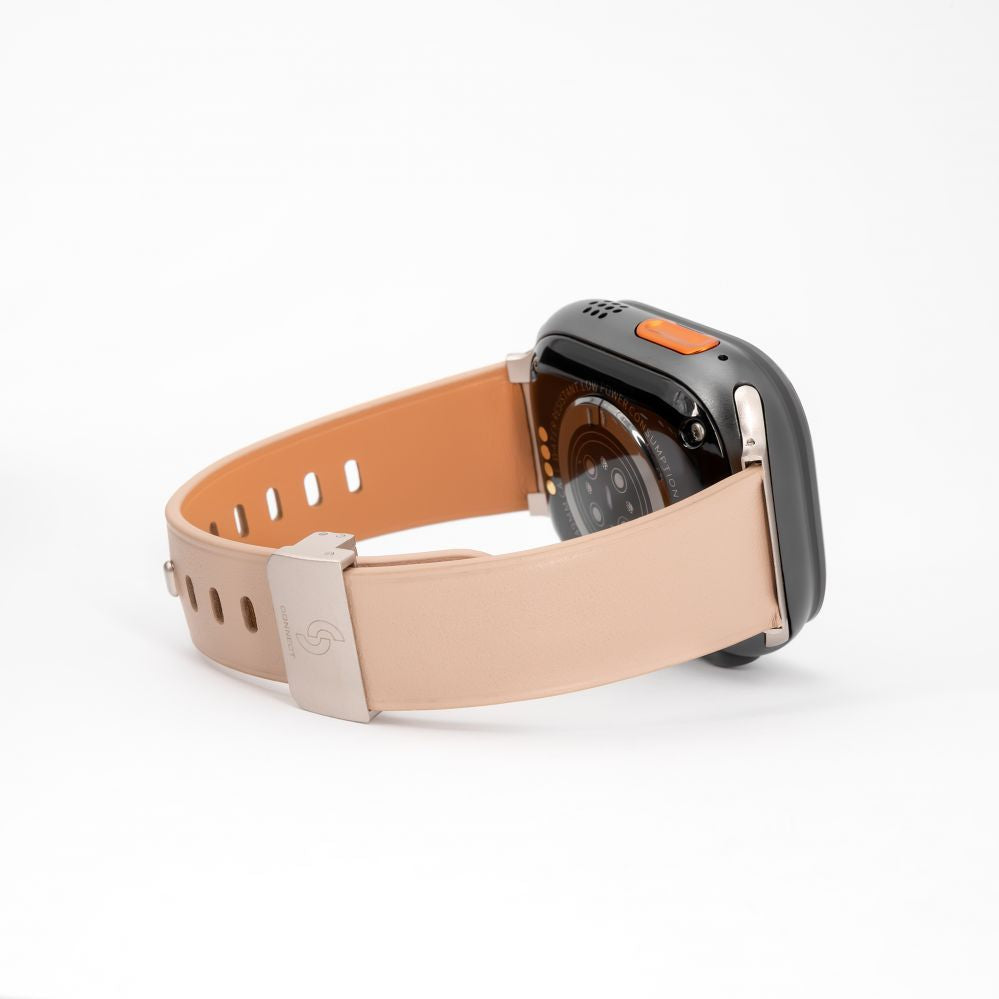 Rihm Connect  Watch 42/44/45mm Single loop buckle leather Watch Straps Rose pink