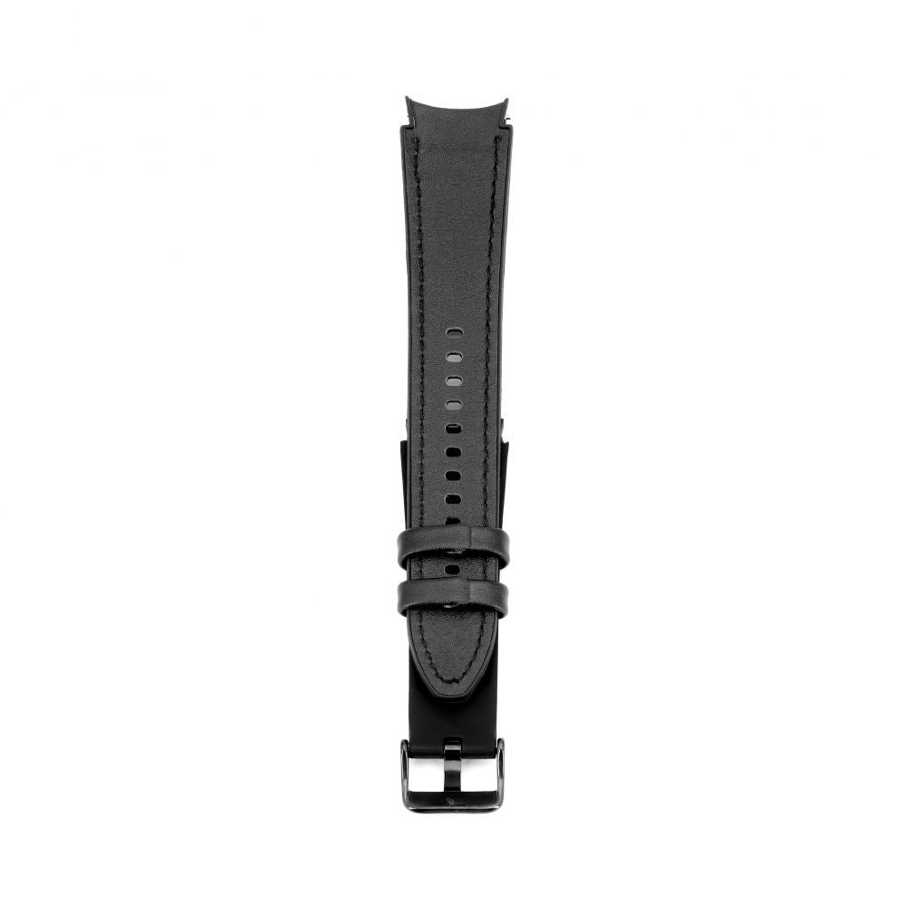 Strap Connect  20mm Silicone Patch Leather Watch Strap (130mm M/L) Black