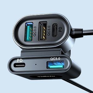 Adapter Joyroom  Joyroom car charger 2xPD + 2xQC3.0 72W 1.5m black (JR-CL05)
