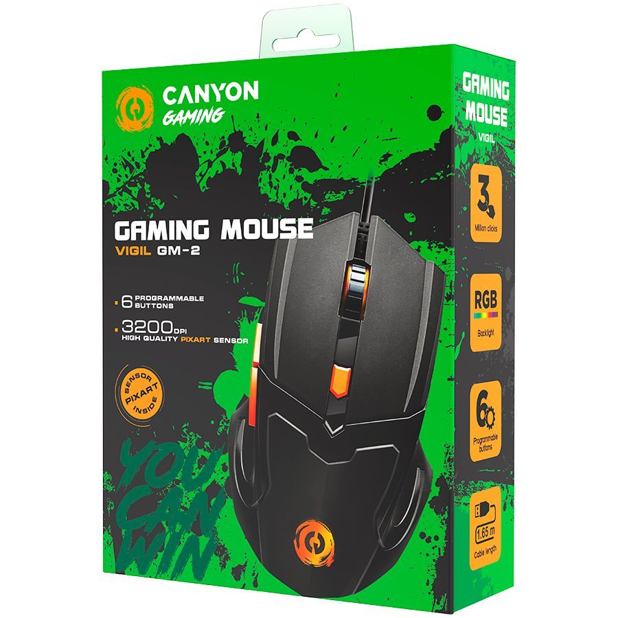 Computer mouse Canyon  CANYON mouse Vigil GM-2 RGB 6buttons Wired Black