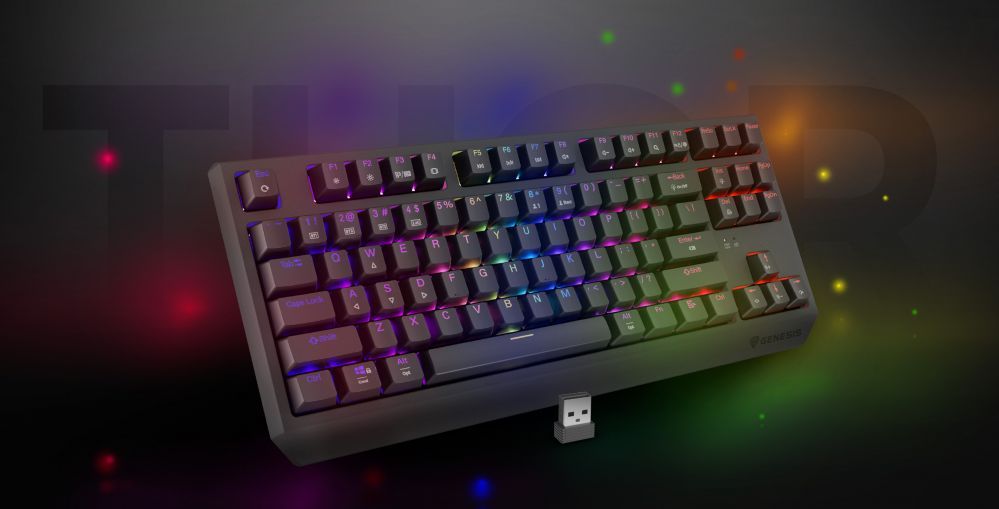 Computer keyboard Genesis  THOR 230 | Mechanical Gaming Keyboard | Wireless | US | Black | 2.4 GHz, Bluetooth, USB | Outemu Panda