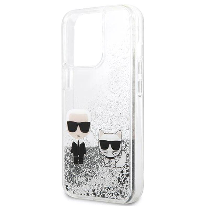 Back panel cover Karl Lagerfeld Apple iPhone 13 Pro Liquid Glitter Choupette Case Silver