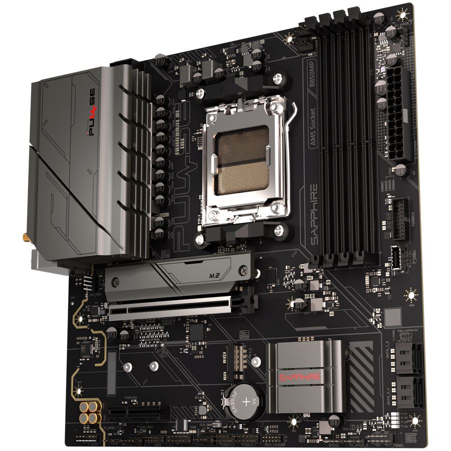 Intel protsessori emaplaat Sapphire  SAPPHIRE AMD B850M AM5 PULSE Ryzen R9/R7/R5, 4x DDR5 7600MHz, PCIE 4.0 x16, 1x M.2 Gen5, 1x M.2 Gen4, LAN 2.5 Gbps, WIFI6, USB, Micro-ATX