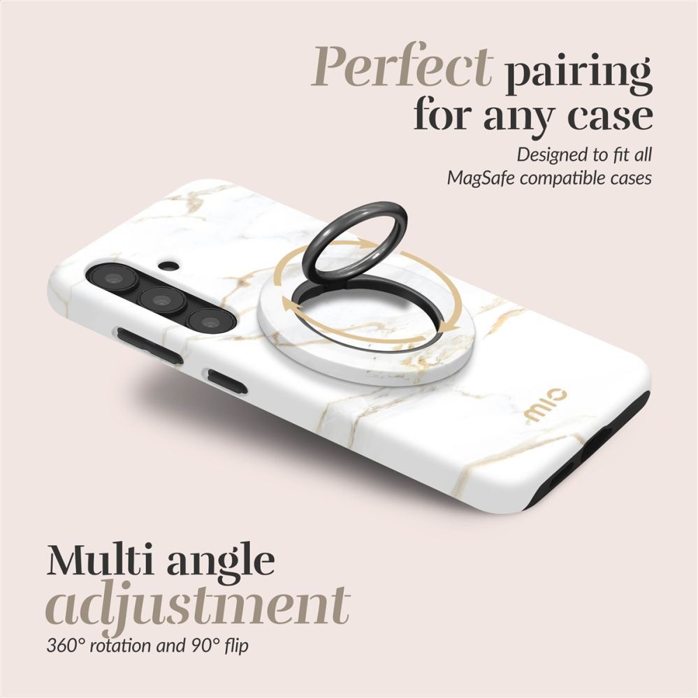 Чехол на заднюю панель Mio  MIO White Marble Magsafe Case Compatible Ring Holder