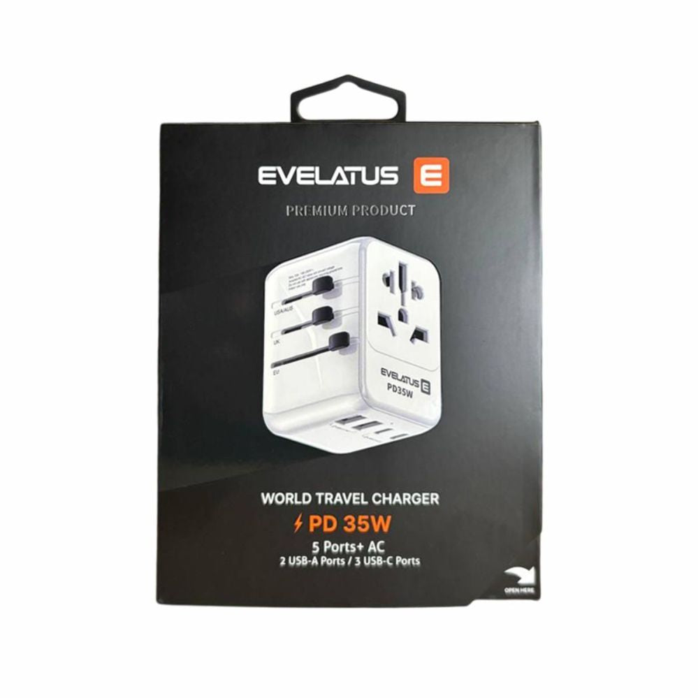 Adaptrid Evelatus  35W World Travel Adapter 1PD & 2 Type-C & 2 USB Charger  09051 White
