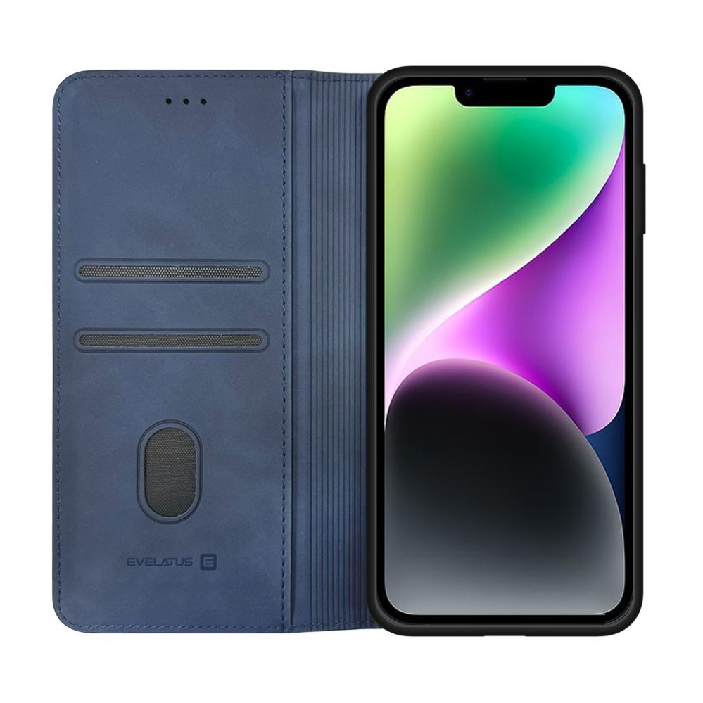 Kaaned - kaaned Evelatus Apple iPhone 13 / 14 Book Case Folio Dark Blue
