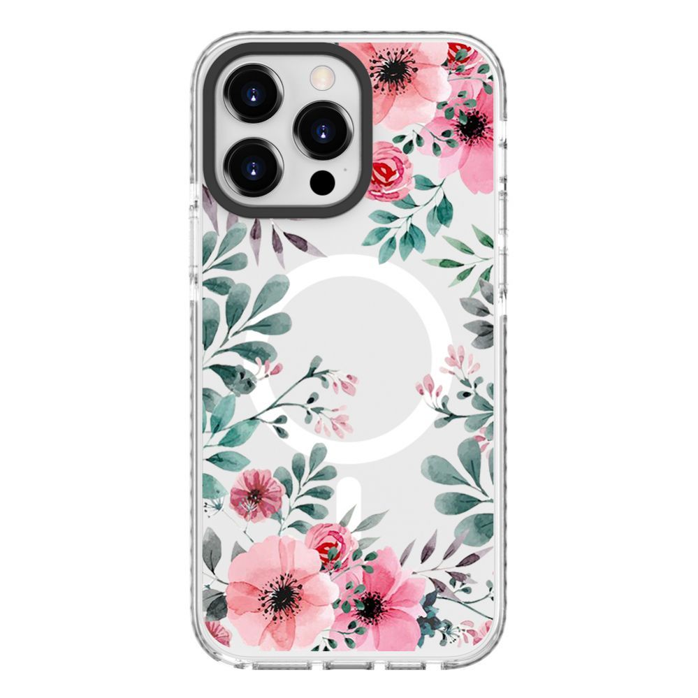 Tagakaaned Evelatus Apple iPhone 15 Pro Max PC+TPU With MagSafe Customized Print Flower Transparent