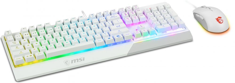 Arvuti klaviatuur MSI  Vigor GK30 COMBO WHITE Keyboard and Mouse Set, Wired, Mouse included, US, White