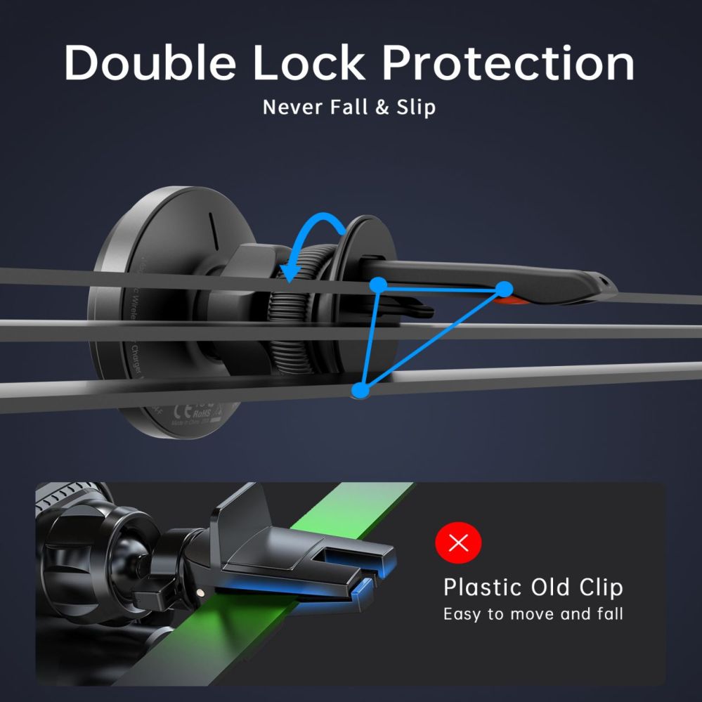 Другой аксессуар для телефона Choetech  Choetech T204-F magnetic car holder with 15W wireless charging - black