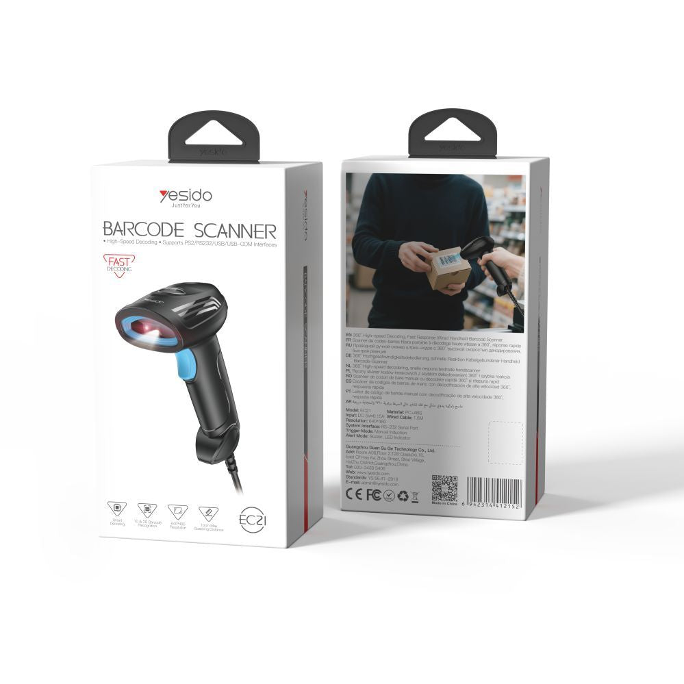 Muud kaubad yesido  Wired Barcode scanner S50 Black