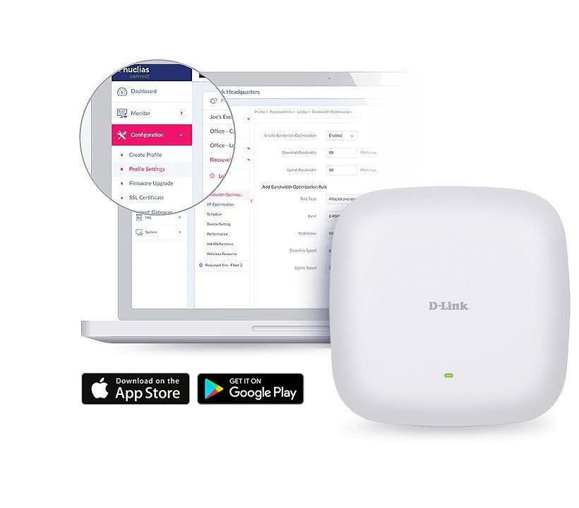 Роутер D-link  Nuclias Connect AX1800 Wi-Fi 6 Access Point DAP-X2810	 802.11ac, 1200+574  Mbit/s, 10/100/1000 Mbit/s, Ethernet LAN (RJ-45) ports 1, MU-MiMO Yes, Antenna type 2xInternal, PoE in