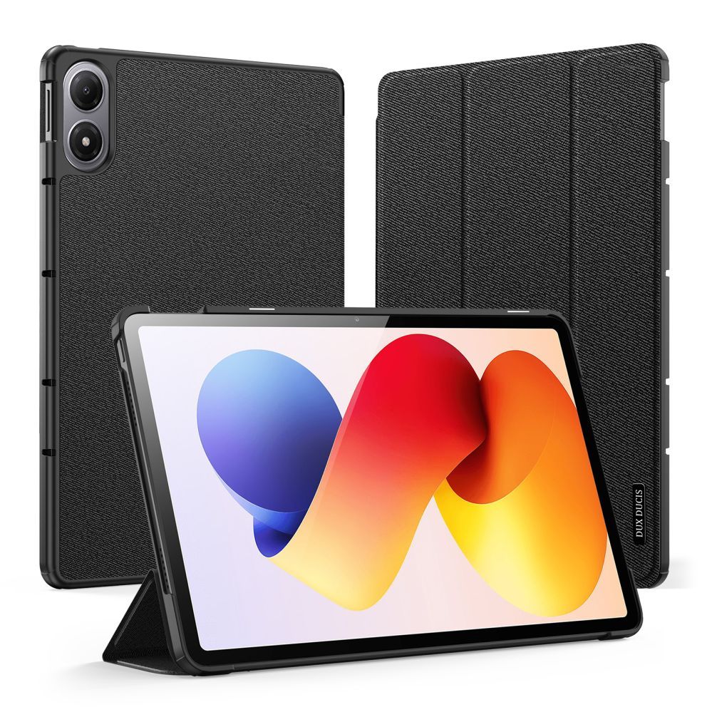 Kaaned Dux Ducis  Redmi Pad 2 Pro Domo Series Tri-fold Stand PU Leather Tablet Cover Black