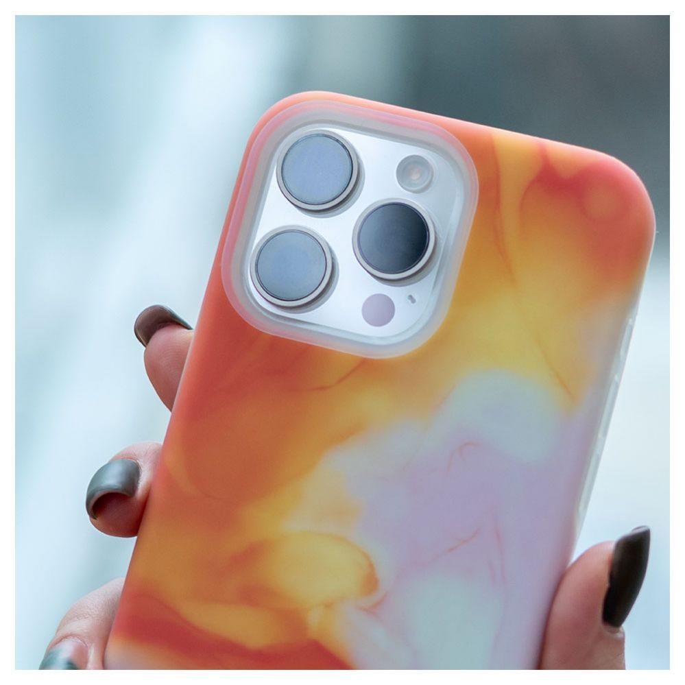 Back panel cover Evelatus Apple iPhone 15 Pro Max Premium Silicone case Customized Print Orange