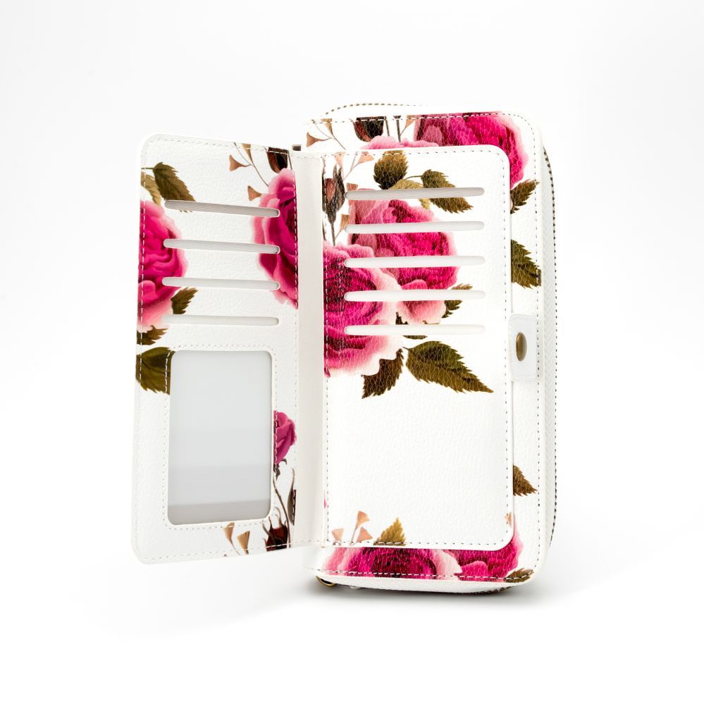 Universaal mobiiltasku Evelatus Universal Wallet Zipper Design Flower White