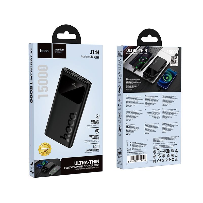 Väline aku Hoco  J144 Hymn power bank(15000mAh) Black