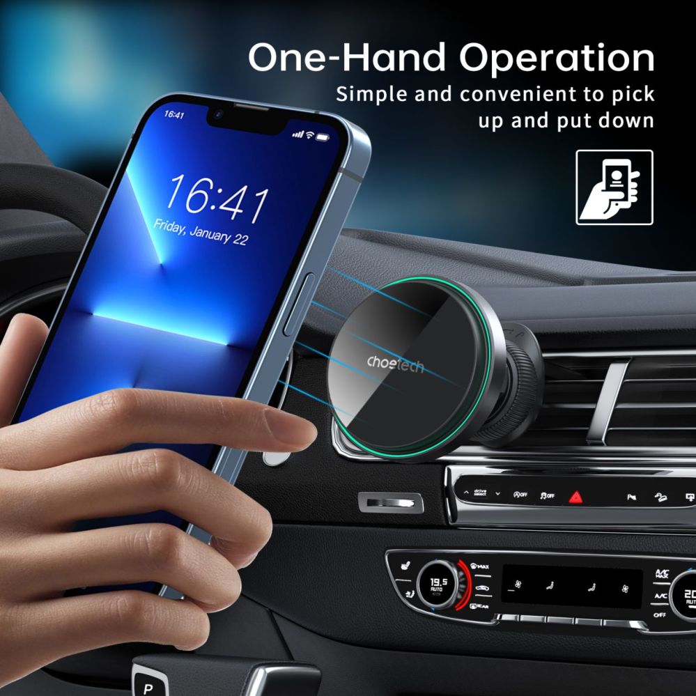Другой аксессуар для телефона Choetech  Choetech T204-F magnetic car holder with 15W wireless charging - black