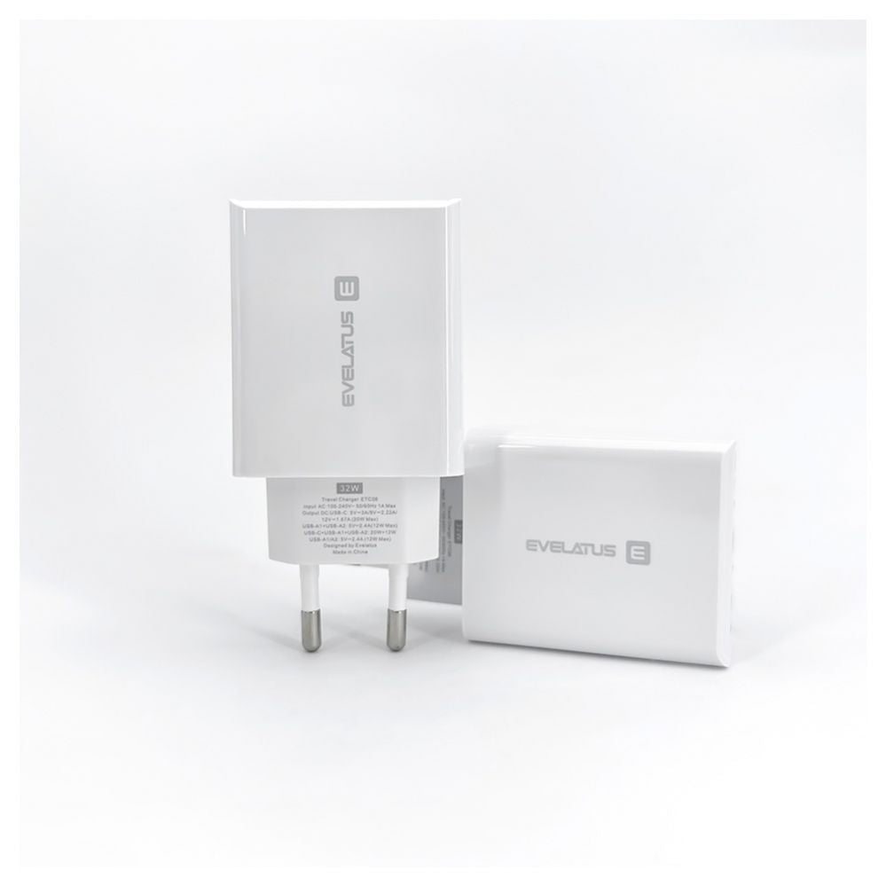 Адаптер Evelatus  Evelatus Travel Charger EU Wall 3 Ports 32W USB-C / USB-A2 ETC06 White